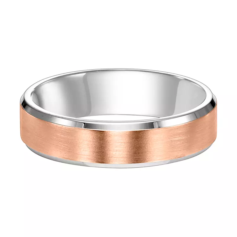 Platinum & Rose Gold 18k Two-tone Platinum Bevel Edge With Brush Finish (8mm)