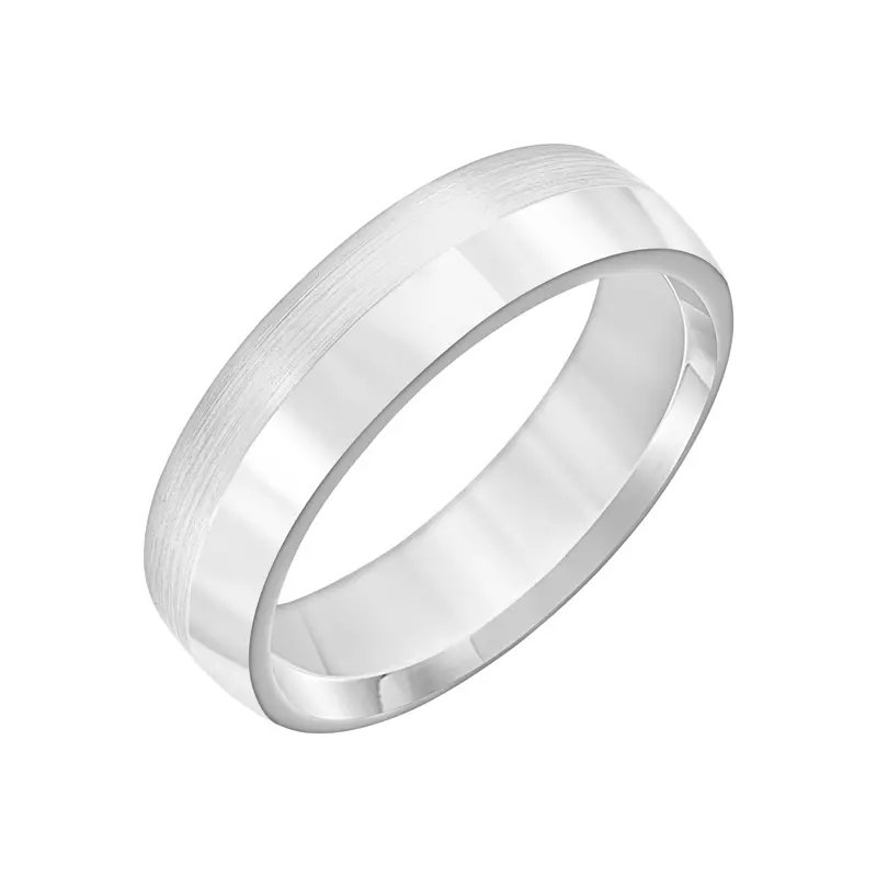 14K White Gold Split Polished And Satin Finish Band (6mm)