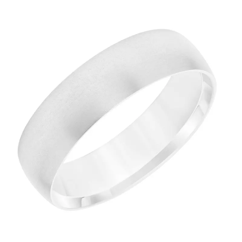 Low Dome Brushed Flat Edged Wedding Band (6mm)