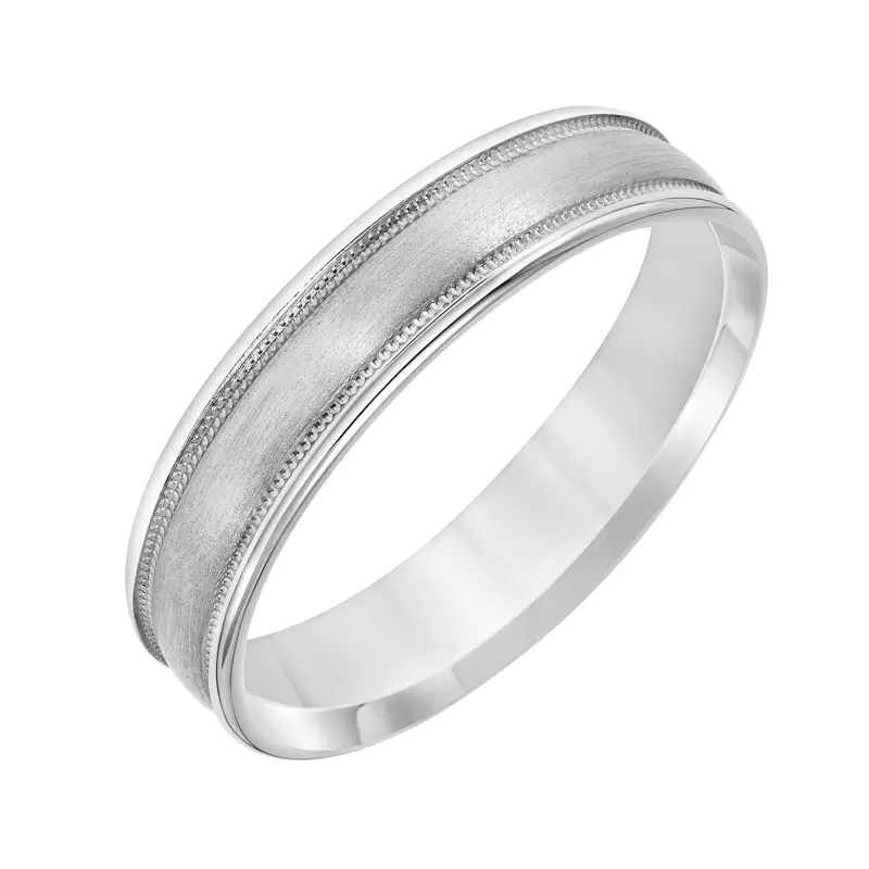 Platinum Low Dome Brushed and Milgrain Band (5mm)