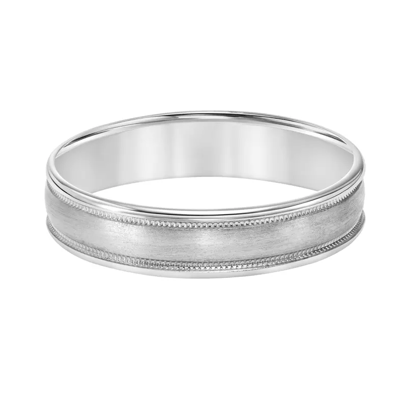 Platinum Low Dome Brushed and Milgrain Band (5mm)