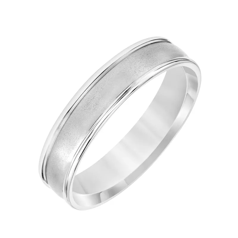 Platinum Low Dome Round Edge Carved Band (5mm)