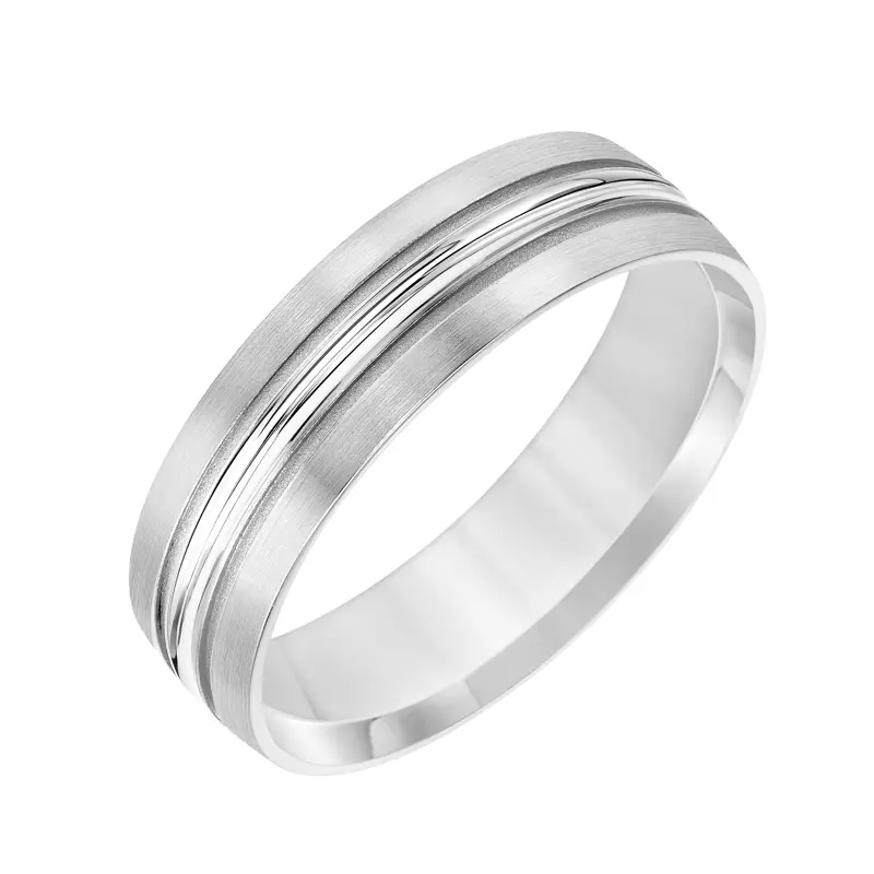 Platinum Double Grooved Carved Band (6mm)