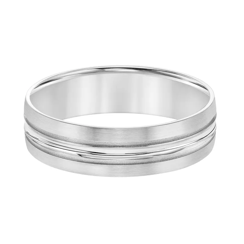 Platinum Double Grooved Carved Band (6mm)