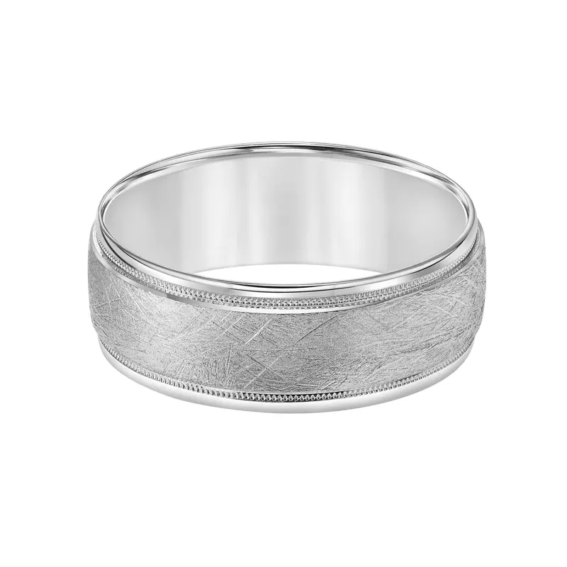 Platinum Low Dome Round Edge Crystalline Band (8mm)