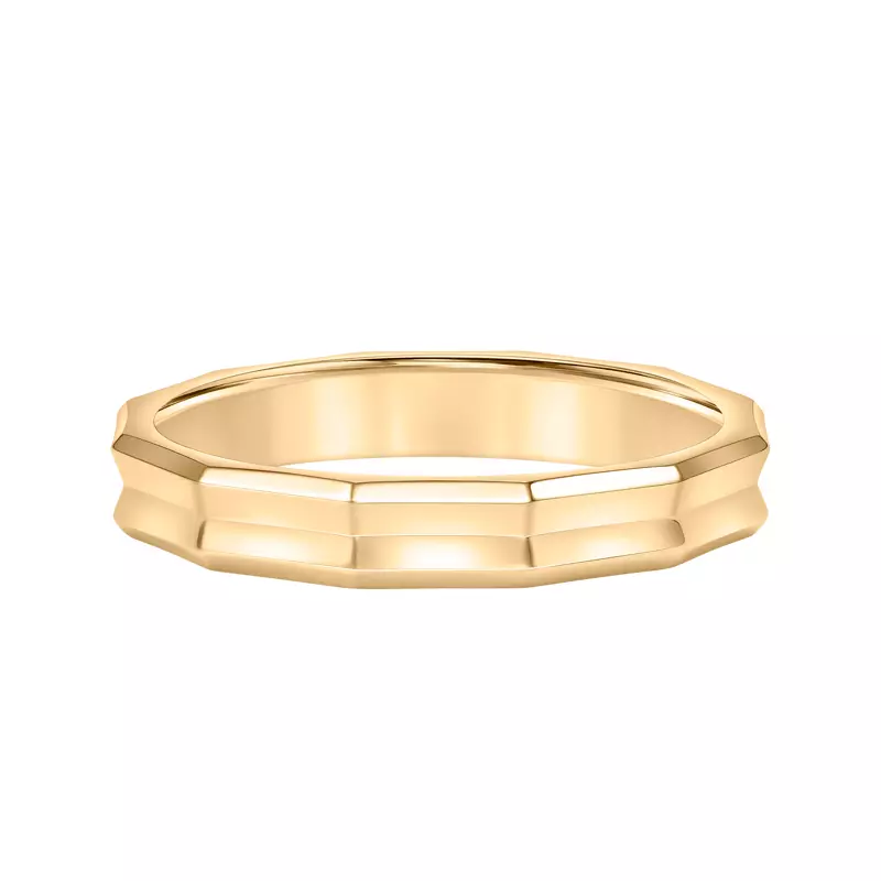 14K Yellow Gold Concave Beveled Band (4mm)