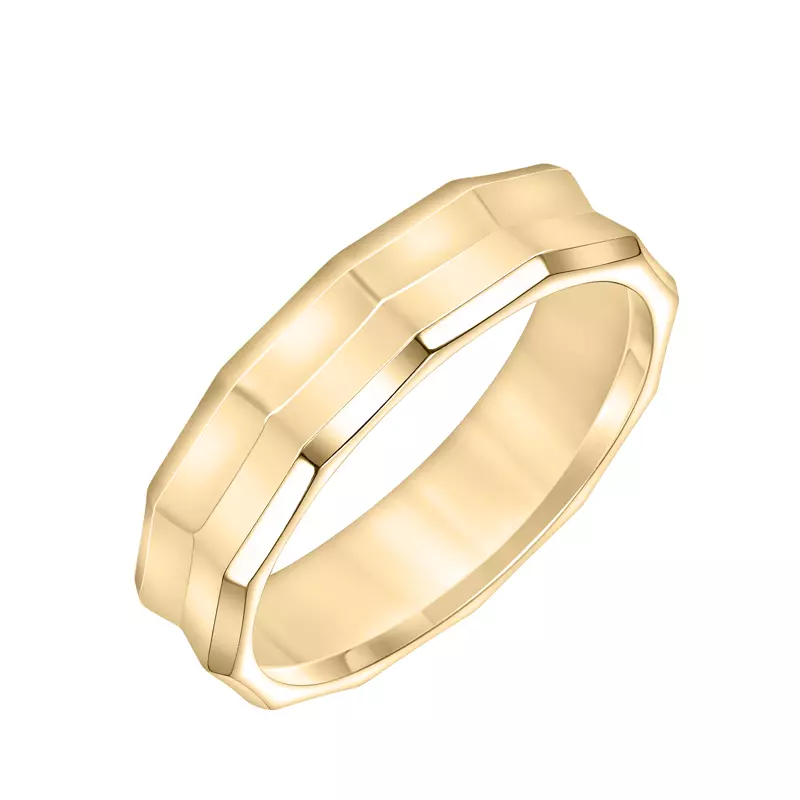 14K Yellow Gold Concave Beveled Band (6mm)