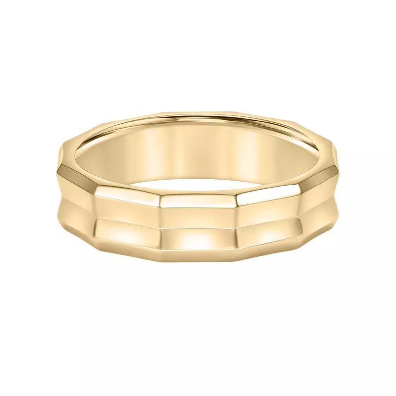 14K Yellow Gold Concave Beveled Band (6mm)