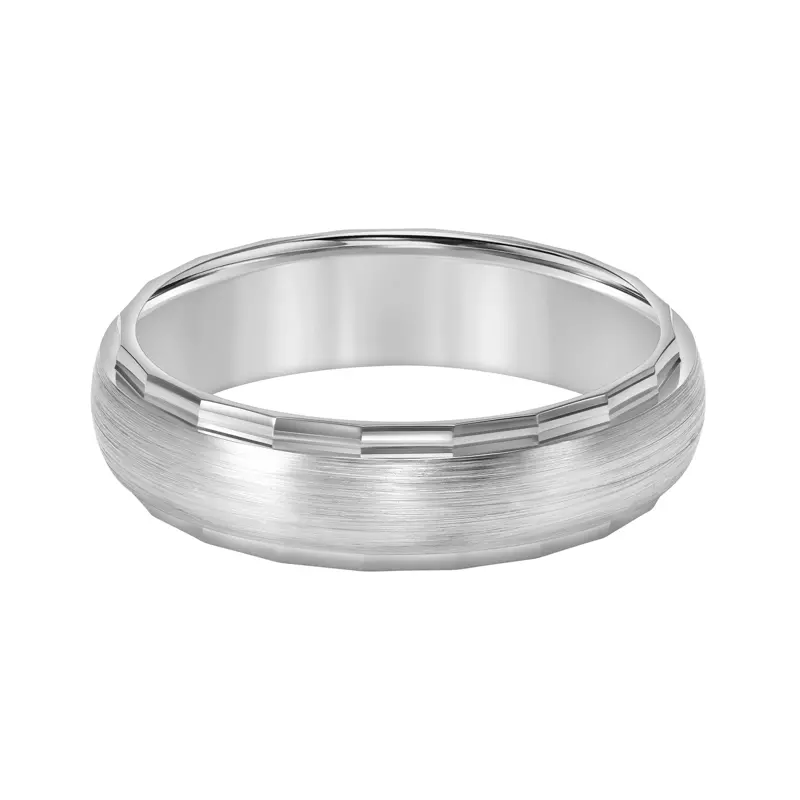 14K White Gold Polished Faceted Edges With Brushed Center (6mm)