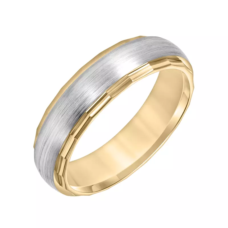 14K Yellow Gold Polished Faceted Edges With Brushed Center (6mm)