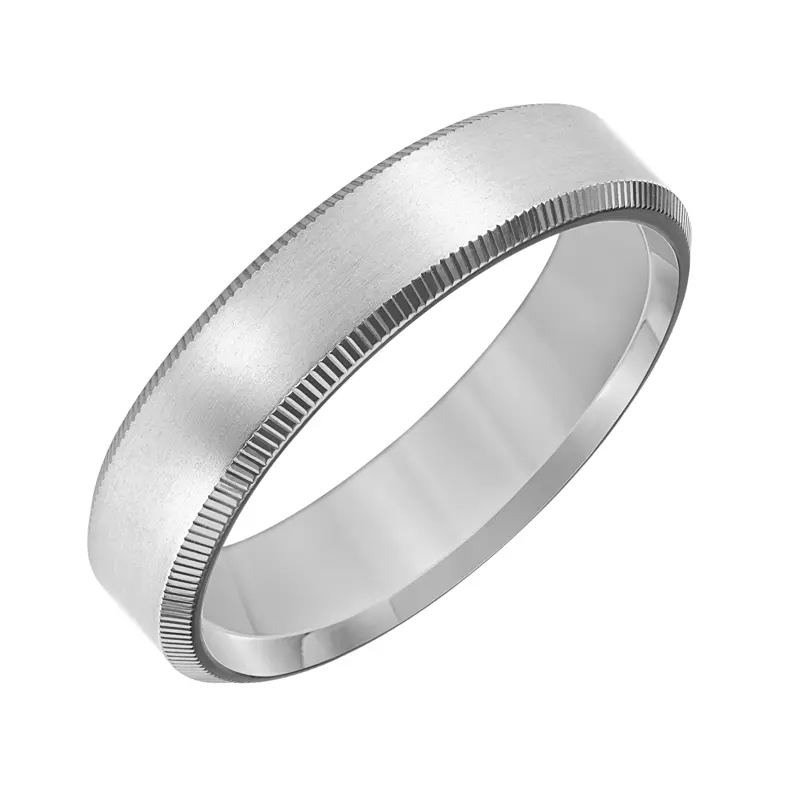 14K White Gold Brushed Finish With Polished Coin Edge Band (5mm)