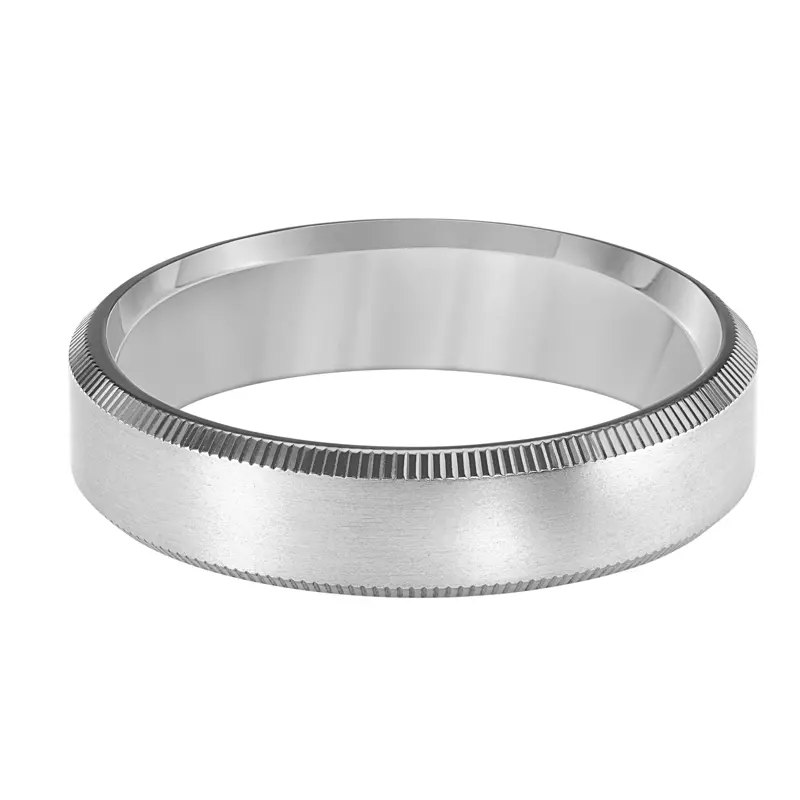 14K White Gold Brushed Finish With Polished Coin Edge Band (5mm)
