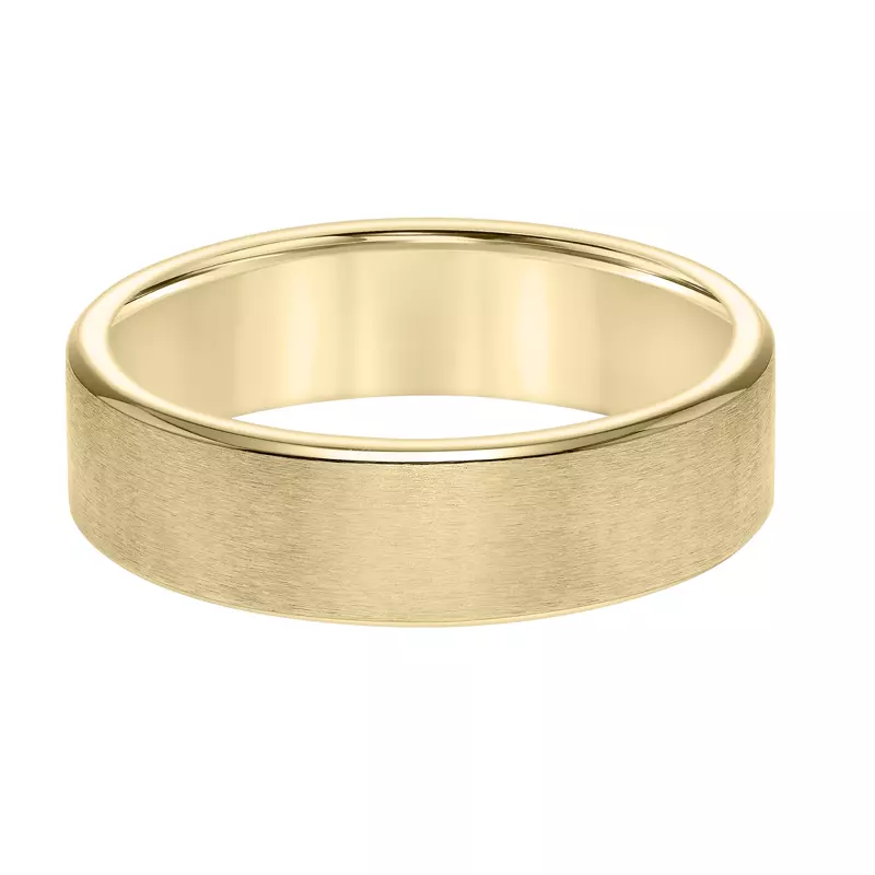 14K Yellow Gold Brushed Finish And Polished Edge Band (6mm)