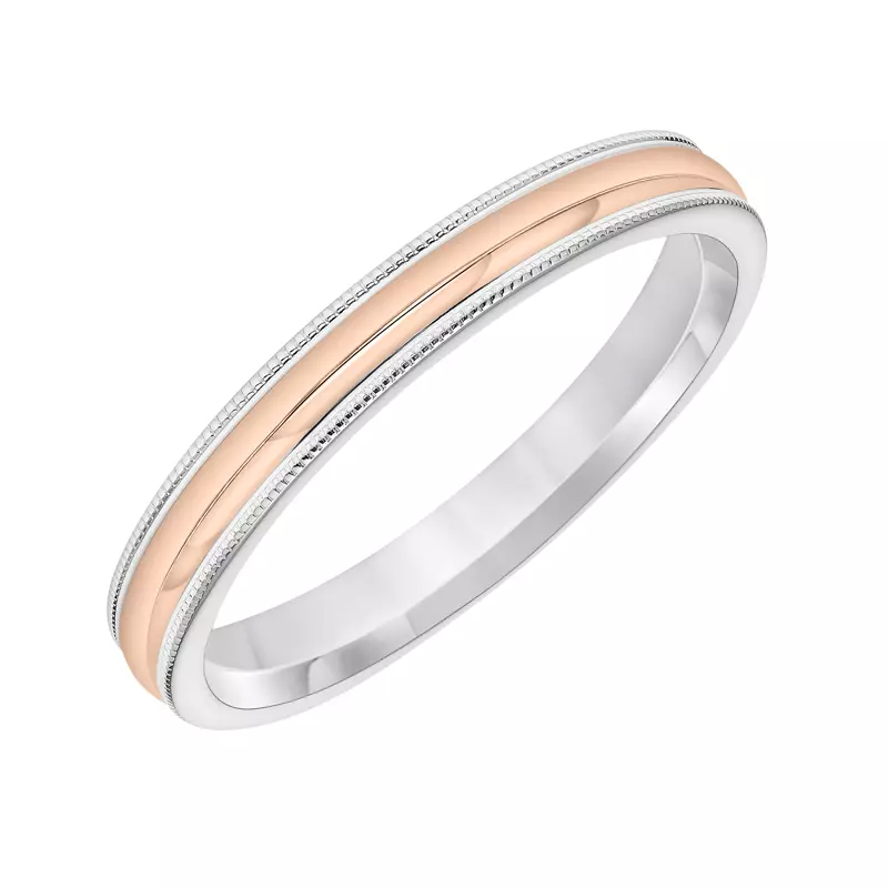 14K Rose Gold Low Dome Milgrain Edge Band (3mm)