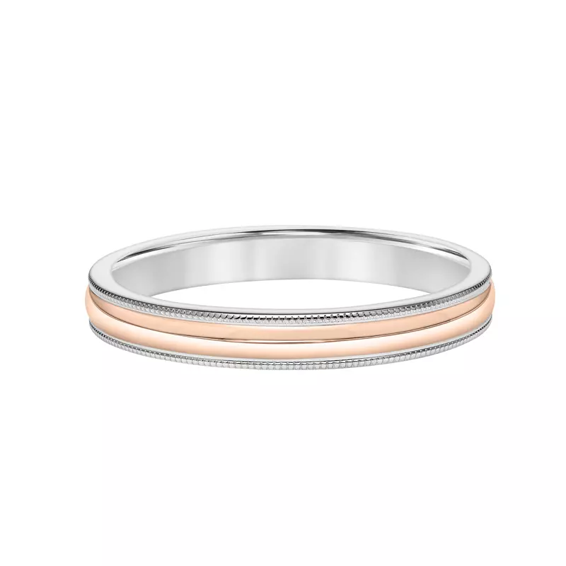 14K Rose Gold Low Dome Milgrain Edge Band (3mm)