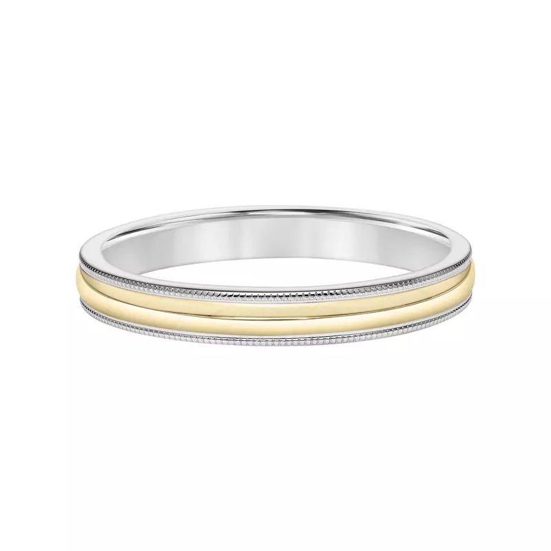 14K Yellow Gold Low Dome Milgrain Edge Band (3mm)