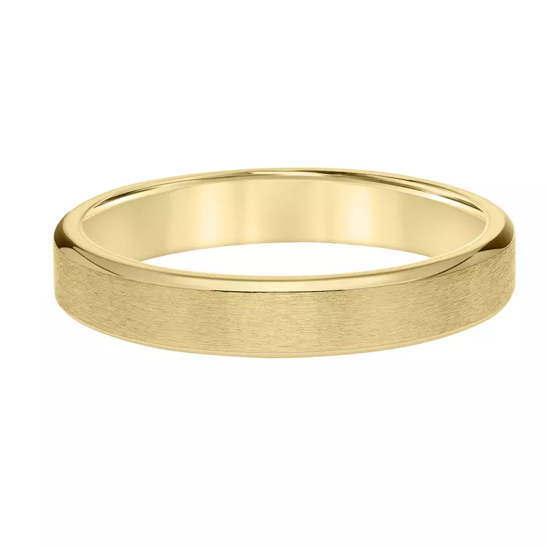 14K Yellow Gold Brushed Band With Polished Edges (4mm)