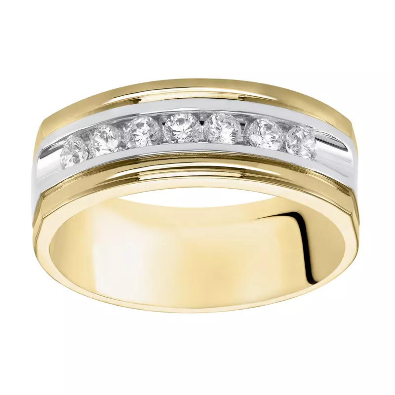 14K Yellow Gold Two-Tone Diamond Channel Set Band