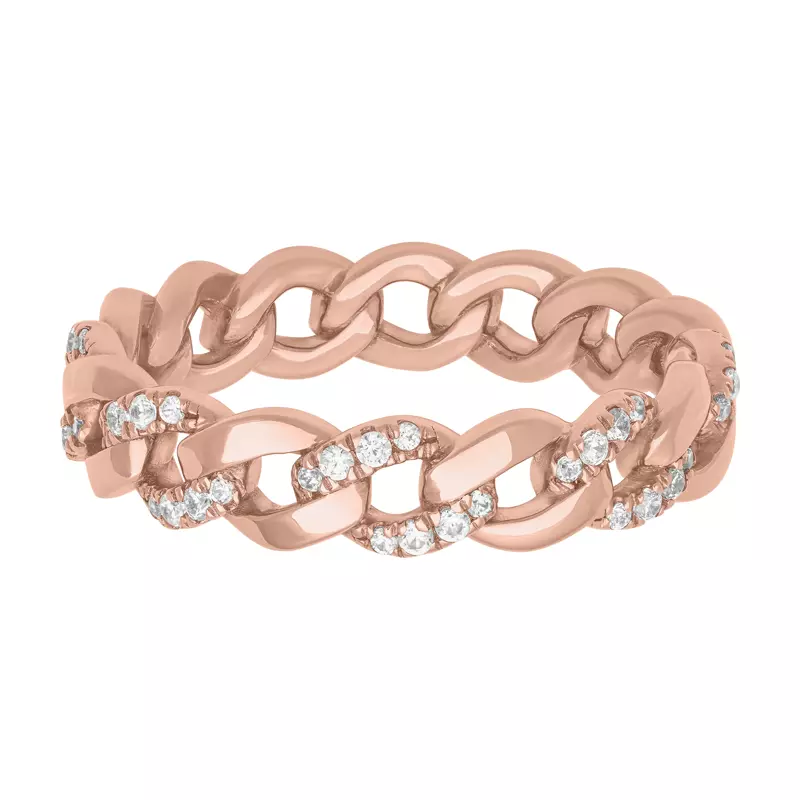 14K Rose Gold Diamond Halfway Curb Link Band (5mm)