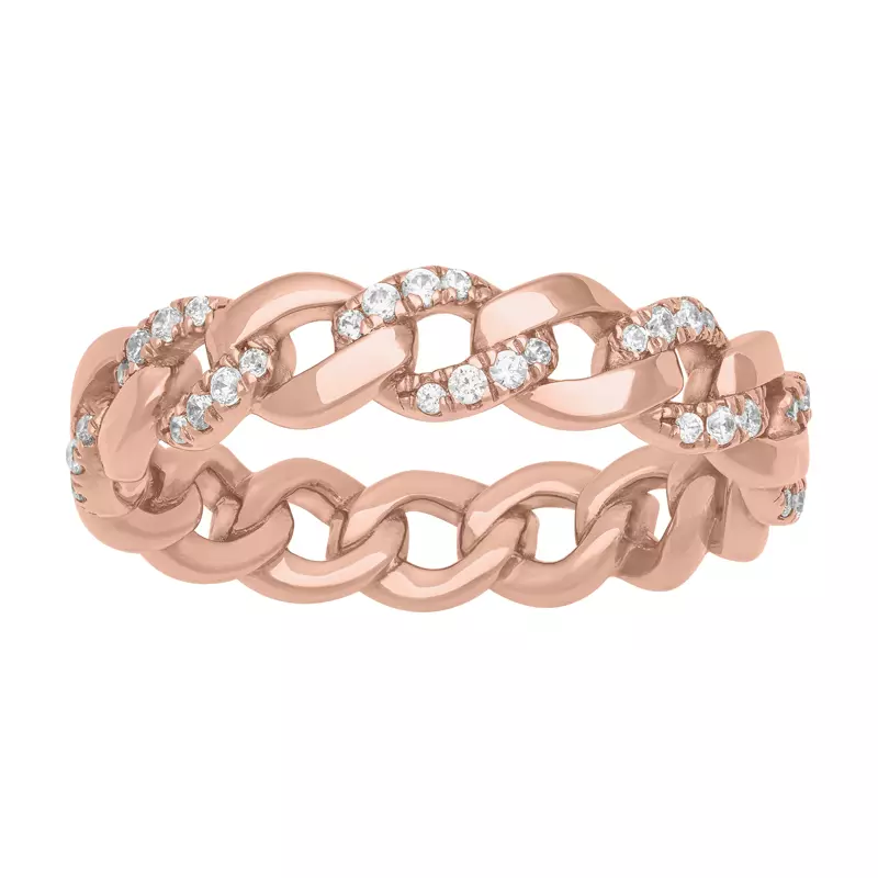14K Rose Gold Diamond Halfway Curb Link Band (5mm)