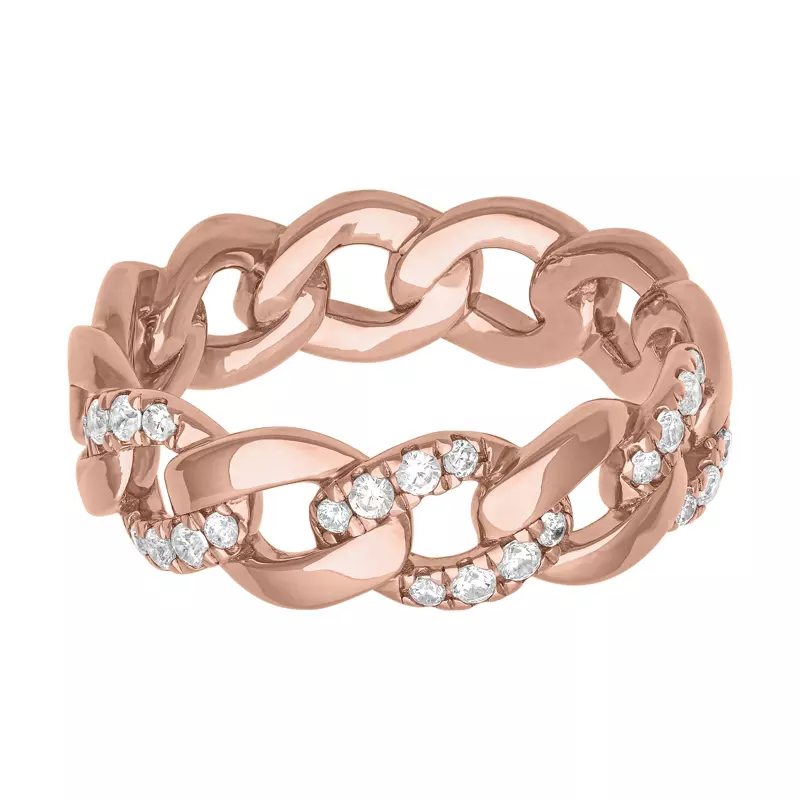14K Rose Gold Diamond Halfway Curb Link Band (7mm)