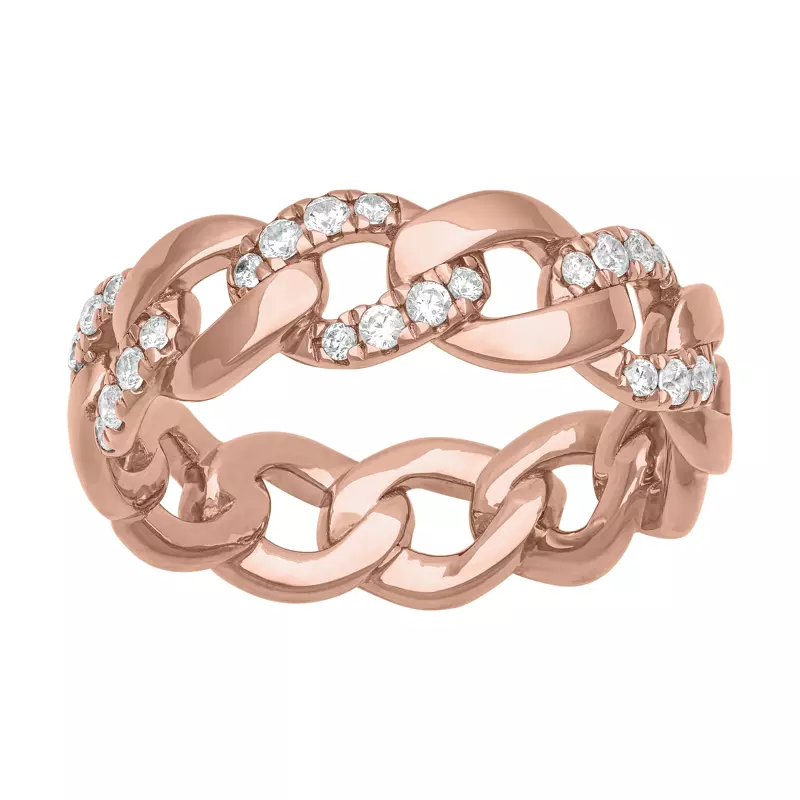 14K Rose Gold Diamond Halfway Curb Link Band (7mm)