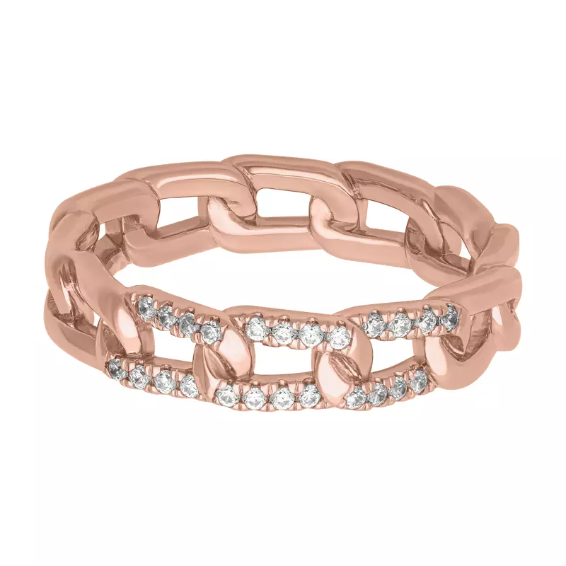 14K Rose Gold Horizontal Diamond Link Band (5mm)