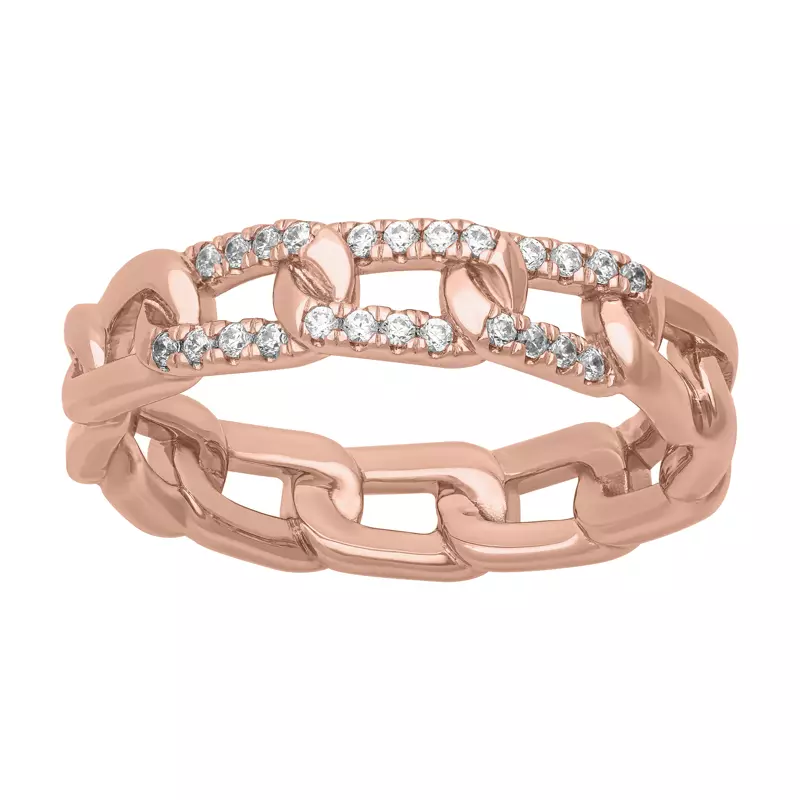 14K Rose Gold Horizontal Diamond Link Band (5mm)