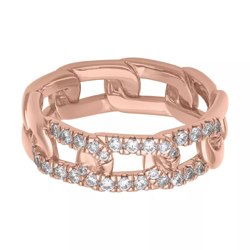 14K Rose Gold Horizontal Diamond Link Band (7mm)