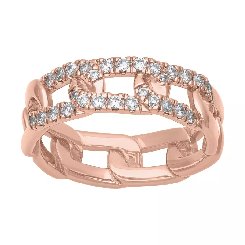 14K Rose Gold Horizontal Diamond Link Band (7mm)