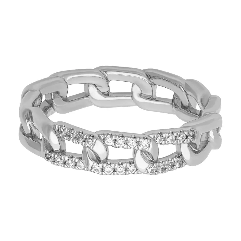 14K White Gold Horizontal Diamond Link Band (5mm)