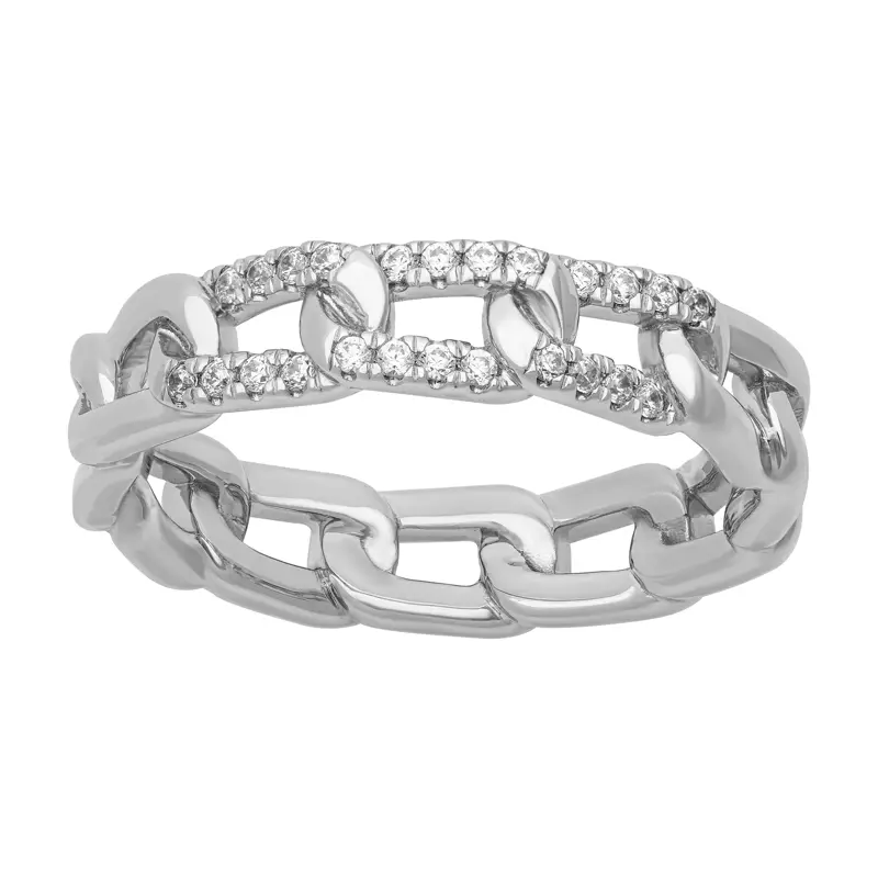 14K White Gold Horizontal Diamond Link Band (5mm)