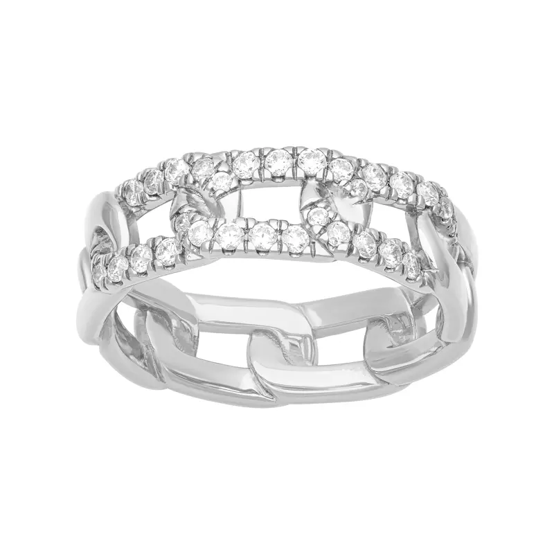 14K White Gold Horizontal Diamond Link Band (7mm)
