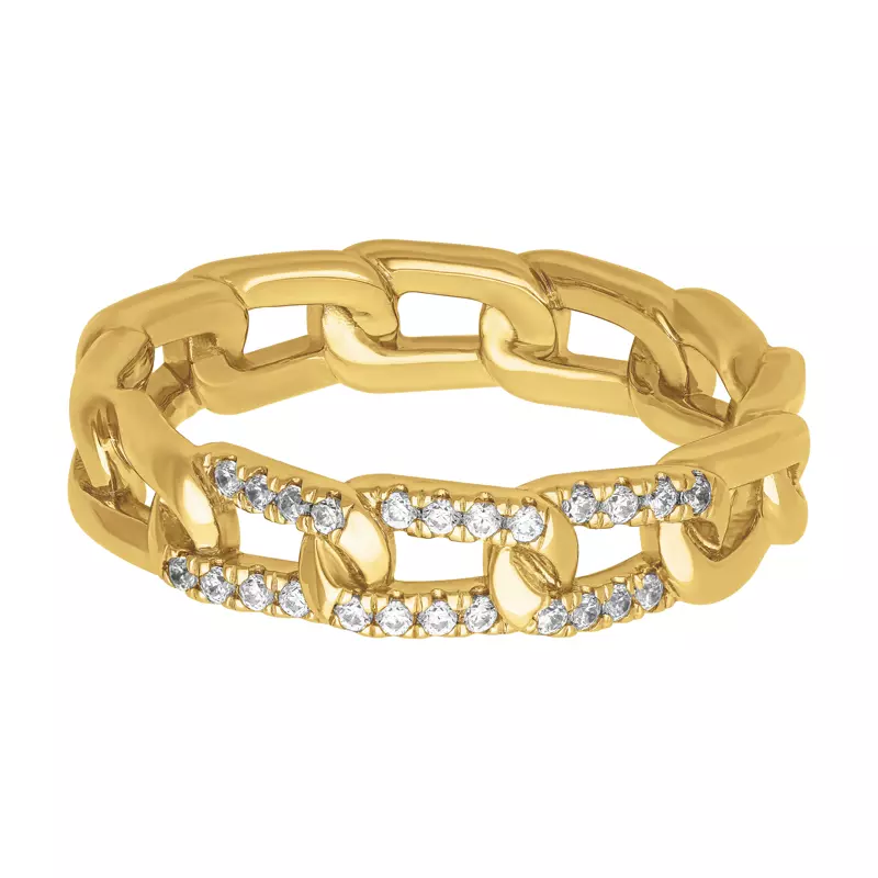 14K Yellow Gold Horizontal Diamond Link Band (5mm)