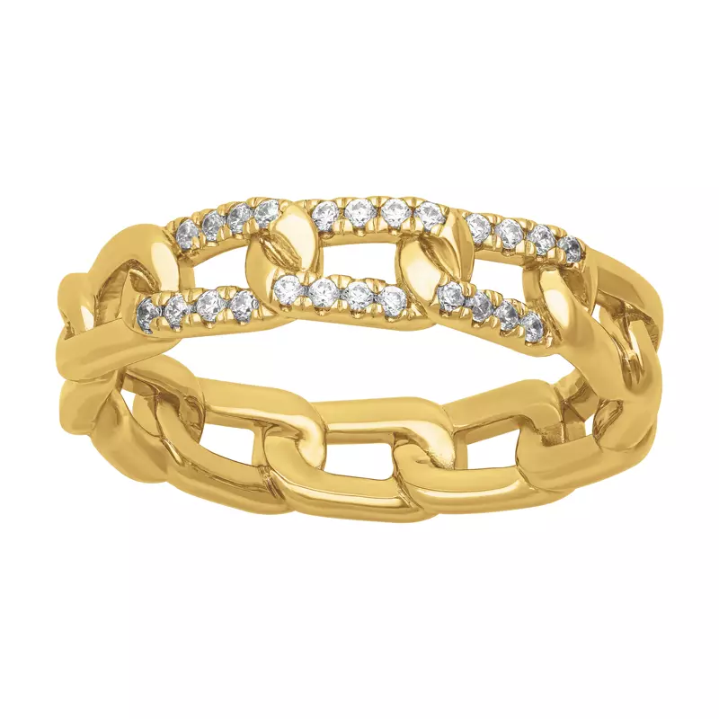 14K Yellow Gold Horizontal Diamond Link Band (5mm)