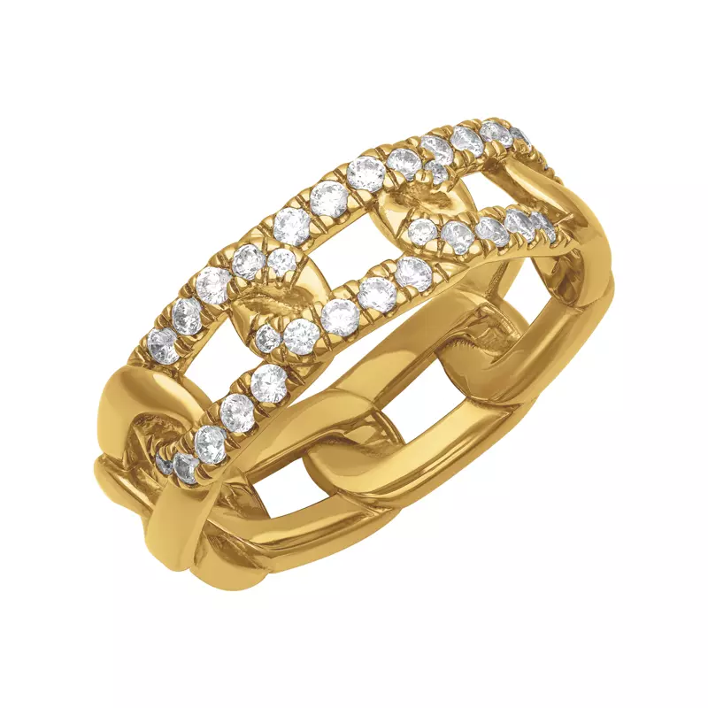 14K Yellow Gold Horizontal Diamond Link Band (7mm)