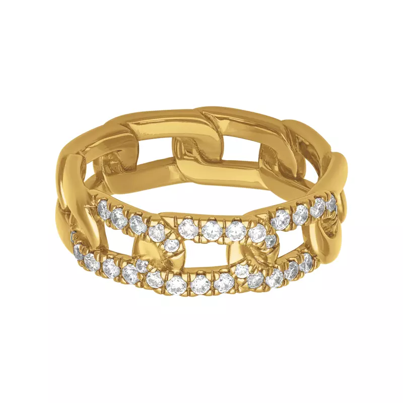 14K Yellow Gold Horizontal Diamond Link Band (7mm)