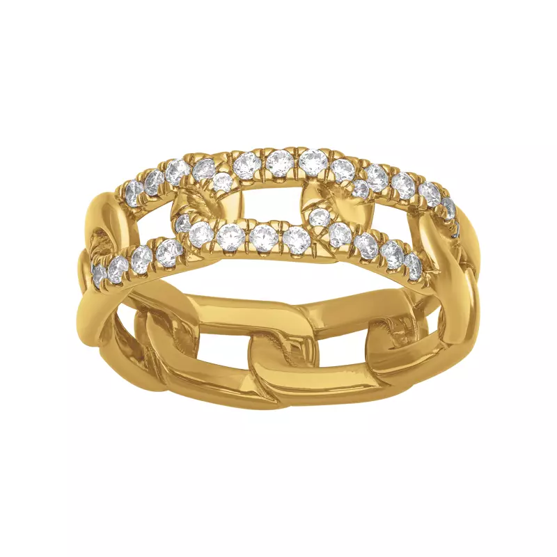 14K Yellow Gold Horizontal Diamond Link Band (7mm)