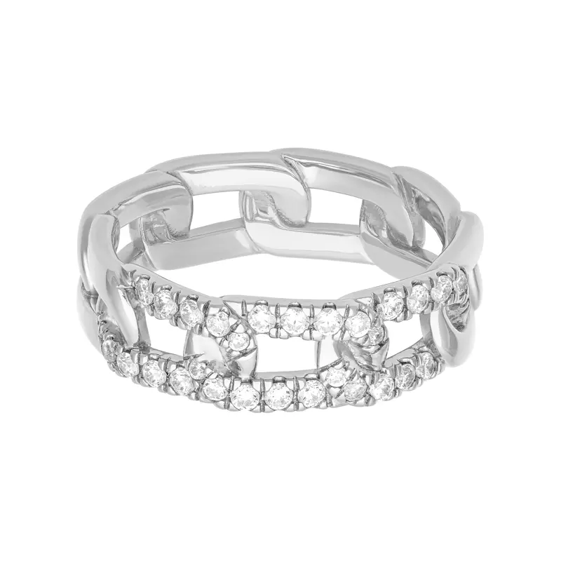 Platinum Horizontal Diamond Link Band (7mm)