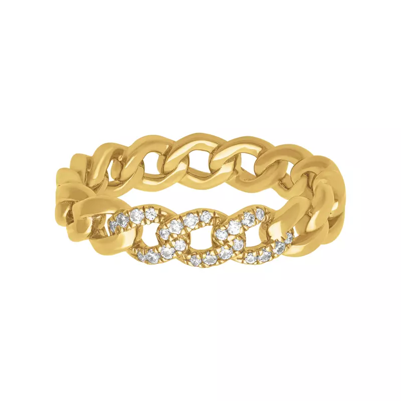 14K Yellow Gold Diamond Curb Link Band (5mm)