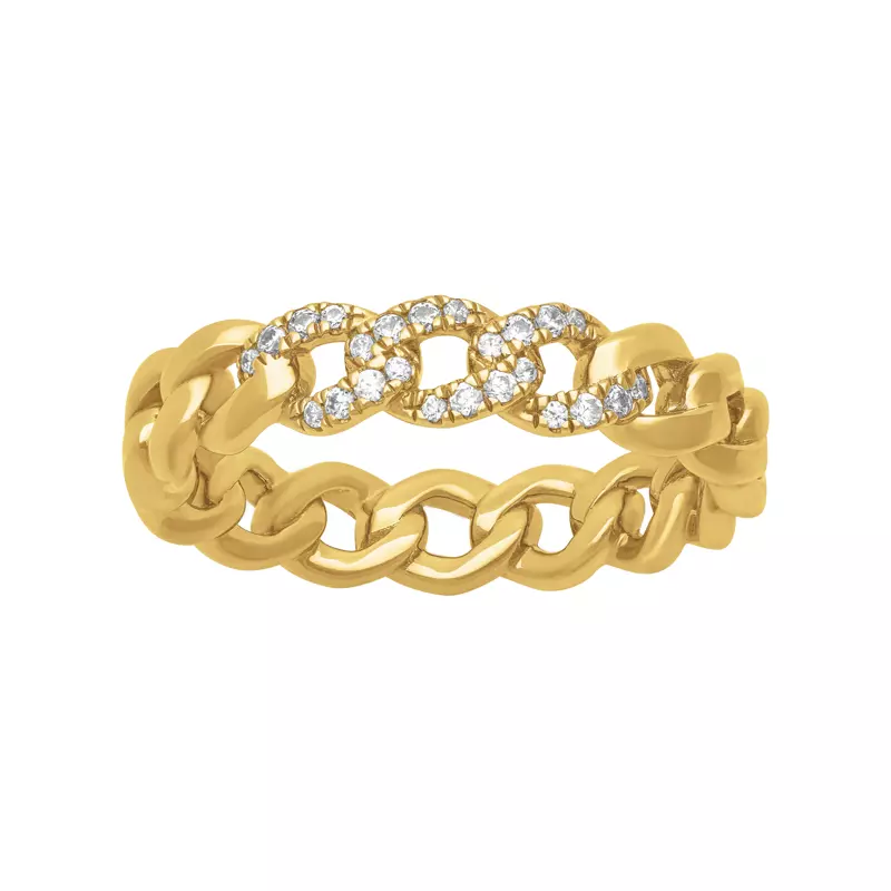 14K Yellow Gold Diamond Curb Link Band (5mm)