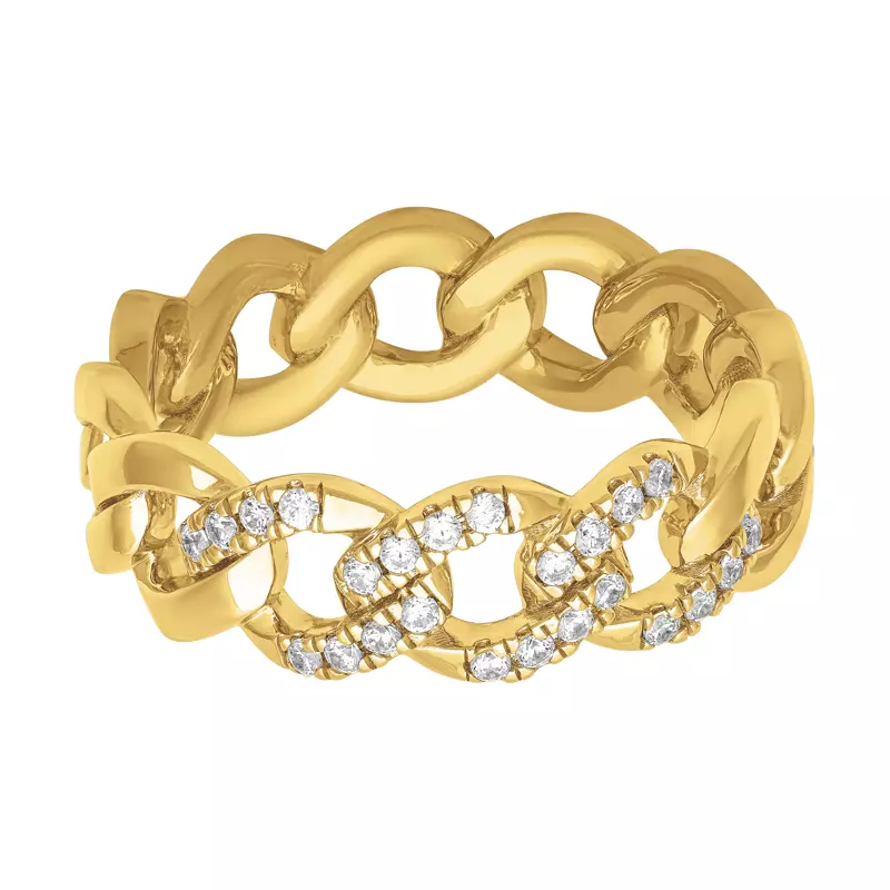 14K Yellow Gold Diamond Curb Link Band (7mm)