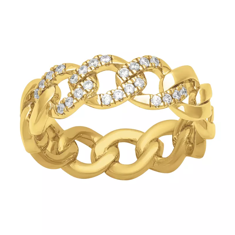 14K Yellow Gold Diamond Curb Link Band (7mm)