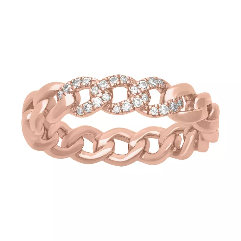 18K Rose Gold Diamond Curb Link Band (5mm)