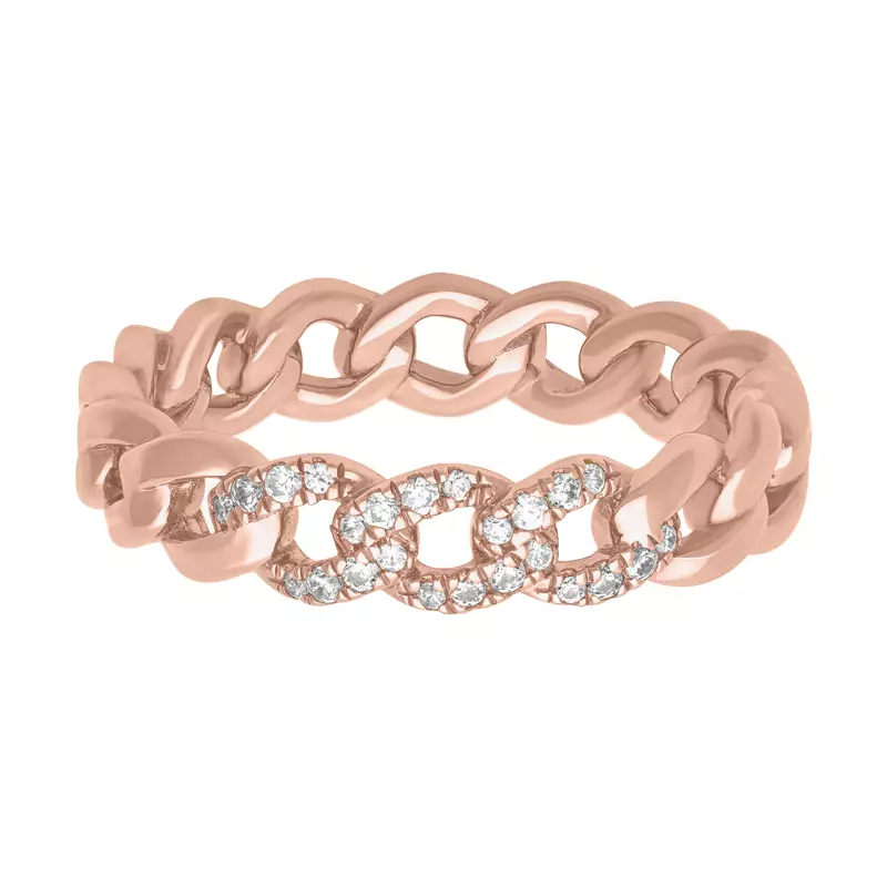 18K Rose Gold Diamond Curb Link Band (5mm)