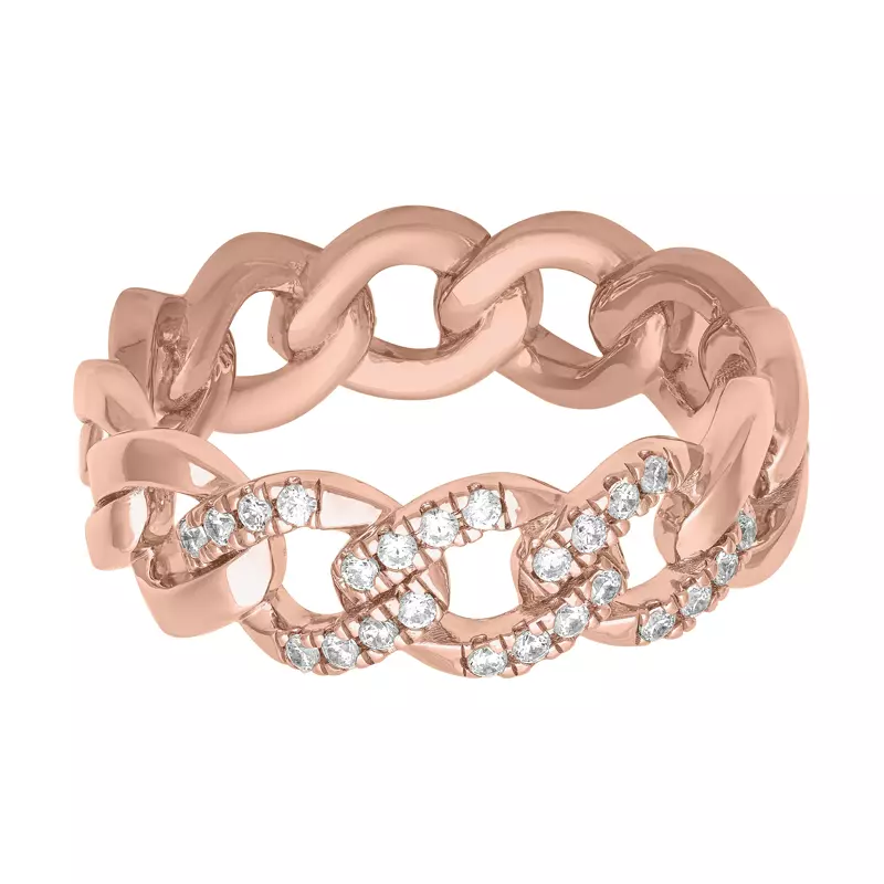 18K Rose Gold Diamond Curb Link Band (7mm)