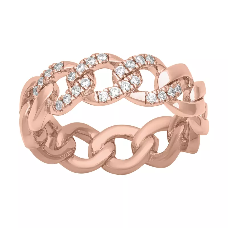 18K Rose Gold Diamond Curb Link Band (7mm)