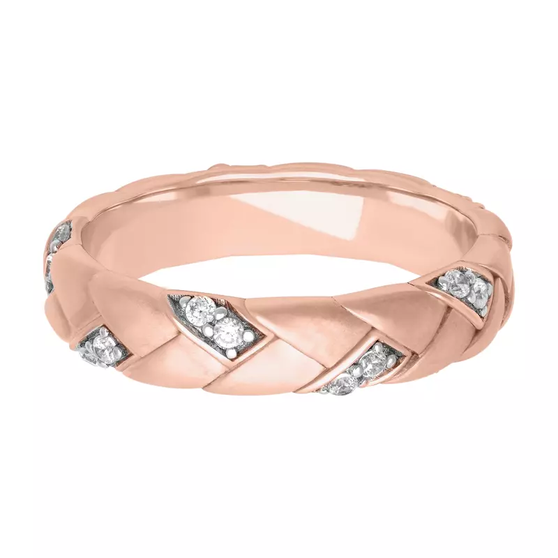 14K Rose Gold Two-Tone Woven Diamond Band (5mm)