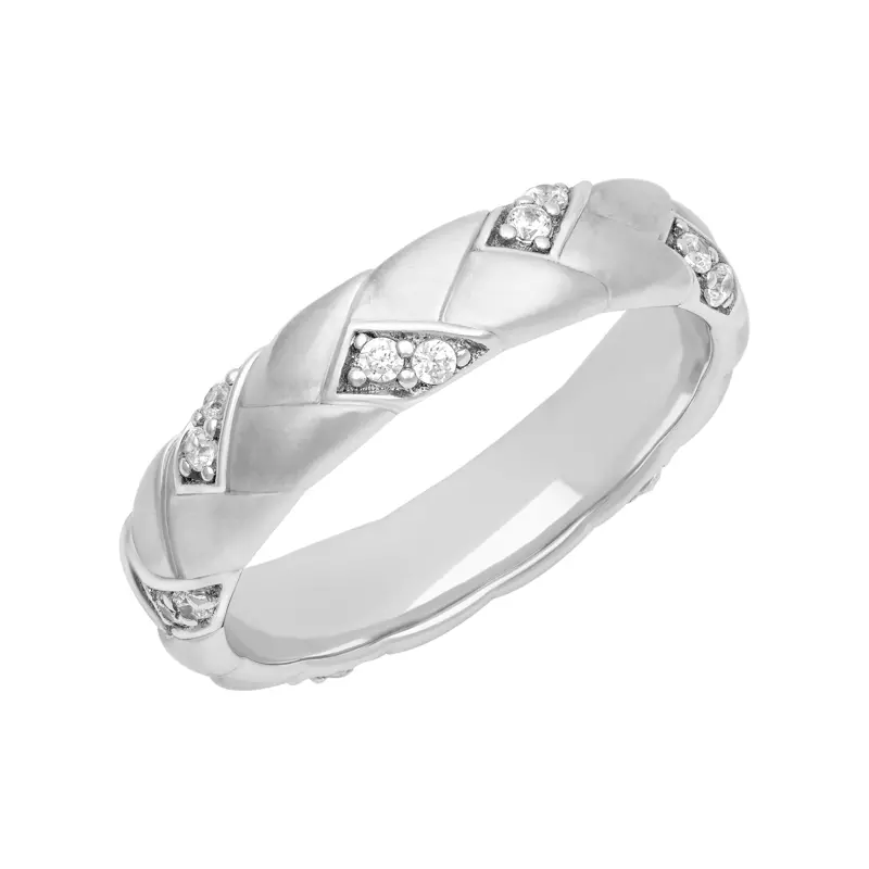 18K White Gold Woven Diamond Band (5mm)