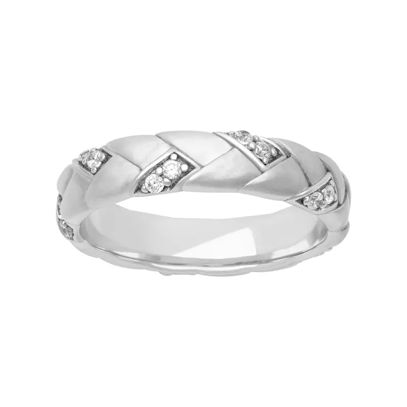 18K White Gold Woven Diamond Band (5mm)